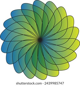 Green color flower icon mandala design.