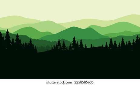 a green color forest landscape layer design