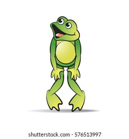 green color frog mascot dancing happily-vector drawing