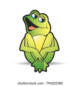 green color frog vector cartoon sitting happily