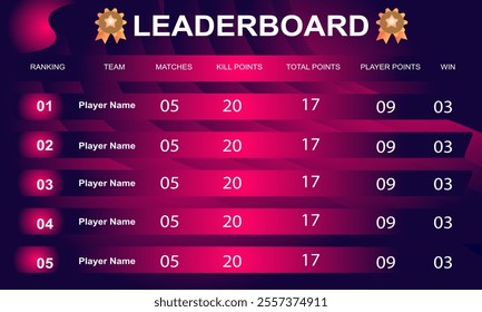green color game leaderboard with abstract background vector template