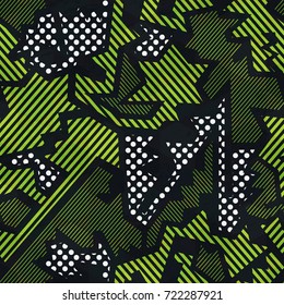 Green color geometric seamless pattern