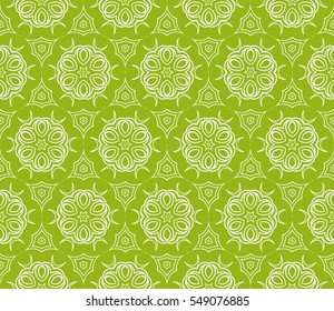 green color geometry floral pattern. arabesque style. vector seamless illustration. for design, wallpaper, card, invitation