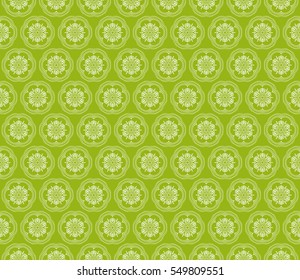 green color geometry floral pattern. arabesque style. vector seamless illustration. for design, wallpaper, card, invitation