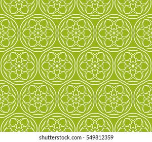green color geometry floral pattern. arabesque style. vector seamless illustration. for design, wallpaper, card, invitation