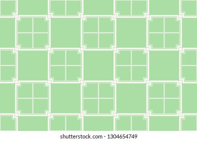 Green color geometry seamless pattern. Abstract line, shape. For design, interior, wallpaper. Vector illustration