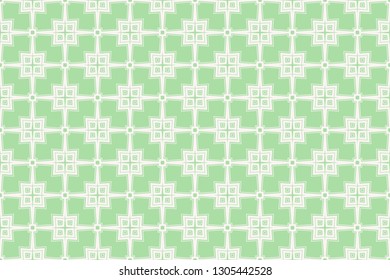 Green color geometry seamless pattern. Abstract line, shape. For design, interior, wallpaper. Vector illustration