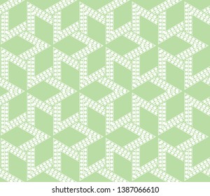 Green color geometry seamless pattern. Abstract line, shape. For design, interior, wallpaper. Vector illustration