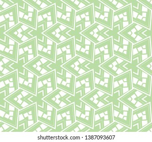 Green color geometry seamless pattern. Abstract line, shape. For design, interior, wallpaper. Vector illustration