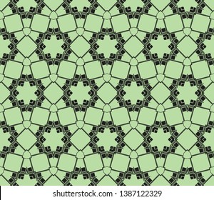 Green color geometry seamless pattern. Abstract line, shape. For design, interior, wallpaper. Vector illustration