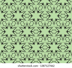 Green color geometry seamless pattern. Abstract line, shape. For design, interior, wallpaper. Vector illustration