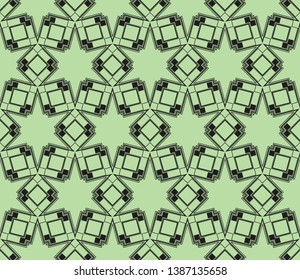 Green color geometry seamless pattern. Abstract line, shape. For design, interior, wallpaper. Vector illustration