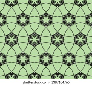 Green color geometry seamless pattern. Abstract line, shape. For design, interior, wallpaper. Vector illustration