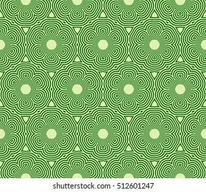 Green color geometry seamless pattern. Abstract line, shape. Vector illustration. For design, interior, wallpaper