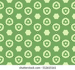 Green color geometry seamless pattern. Abstract line, shape. Vector illustration. For design, interior, wallpaper
