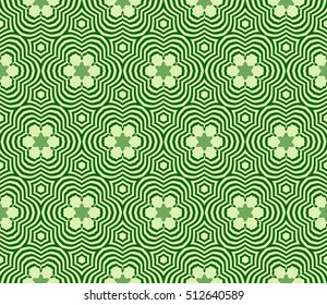 Green color geometry seamless pattern. Abstract line, shape. Vector illustration. For design, interior, wallpaper