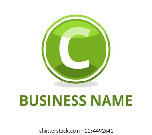 green color glasses circle button web logo graphic design with modern clean style for any professional company with initial type letter c on it