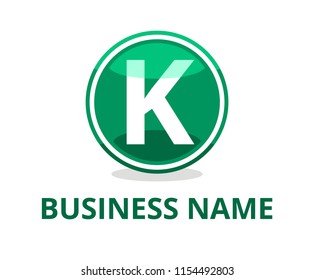 green color glasses circle button web logo graphic design with modern clean style for any professional company with initial type letter k on it