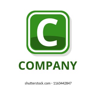 green color glasses square box button web logo graphic design with modern clean style for any professional company with initial type letter c on it