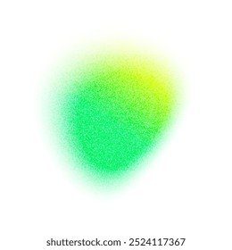 Green color gradient circle with grain noise texture, trendy minimalistic vector color watercolor gradation holographic blur element. Color blend mesh of abstract neon iridescent colors gradation