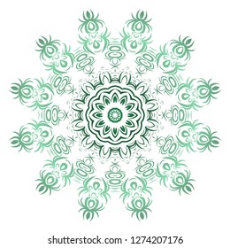 Green color gradient. Flower coloring Mandala. decorative elements. Oriental pattern, vector illustration. Indian, moroccan, mystic, ottoman motifs