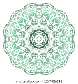 Green color gradient. Flower coloring Mandala. decorative elements. Oriental pattern, vector illustration. Indian, moroccan, mystic, ottoman motifs
