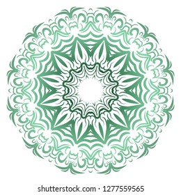 Green color gradient. Flower coloring Mandala. decorative elements. Oriental pattern, vector illustration. Indian, moroccan, mystic, ottoman motifs