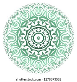 Green color gradient. Flower coloring Mandala. decorative elements. Oriental pattern, vector illustration. Indian, moroccan, mystic, ottoman motifs