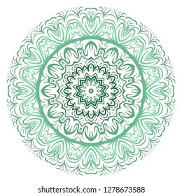 Green color gradient. Flower coloring Mandala. decorative elements. Oriental pattern, vector illustration. Indian, moroccan, mystic, ottoman motifs