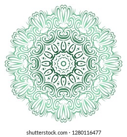 Green color gradient. Flower coloring Mandala. decorative elements. Oriental pattern, vector illustration. Indian, moroccan, mystic, ottoman motifs