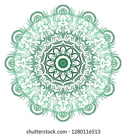 Green color gradient. Flower coloring Mandala. decorative elements. Oriental pattern, vector illustration. Indian, moroccan, mystic, ottoman motifs