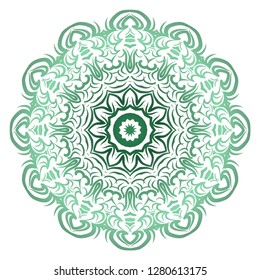 Green color gradient. Flower coloring Mandala. decorative elements. Oriental pattern, vector illustration. Indian, moroccan, mystic, ottoman motifs
