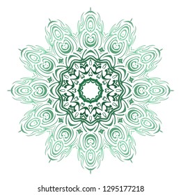 Green color gradient. Flower coloring Mandala. decorative elements. Oriental pattern, vector illustration. Indian, moroccan, mystic, ottoman motifs