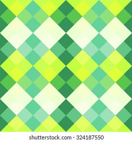 Green color harmony simple squares vector seamless pattern