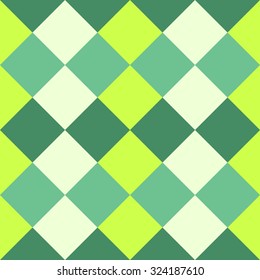 Green color harmony simple squares vector seamless pattern