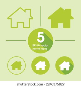 Green color house icons vector eps 10
