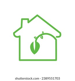Green color icon with a plant in the middle sustainable resource style of nature