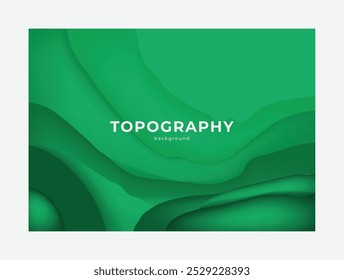 Green color layer shape wave background. Green color topography shape concept, vector illustration of a green background