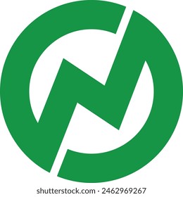 Green color Letter N logo design 