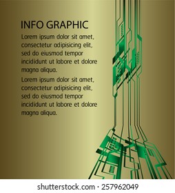 green color Light Abstract Technology background for computer graphic website internet and business. circuit. Bronze background. text box. label. card.