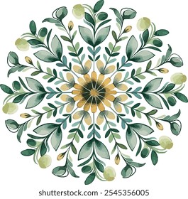 Mandala de cor verde .Mandala colorido vetor .Mandala floral, mandala oriental, padrão oriental, ilustração vetorial. Islã, árabe, indiano, turco