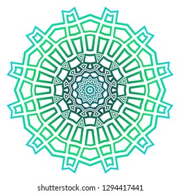 Green color Mandala flower decoration. Vector floral ornament. Tribal ethnic fashion motif for paper, textile