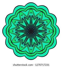 Green color Mandala, tribal ethnic ornament. Vector illustration. Islamic arabic indian pattern. For fashion print.