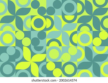 Green color neo geometric with leaves background