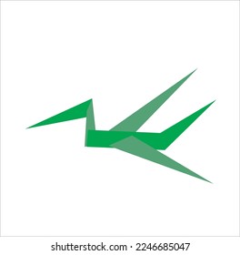 Green color origami bird vector design