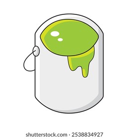 Green color paint can isolated vector illustration