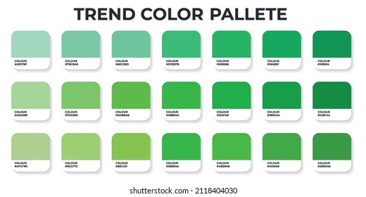 Green Color. Palette Catalog Samples in RGB Color Vector Illustration