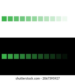 Green color palette fading into transparency. Green color spectrum