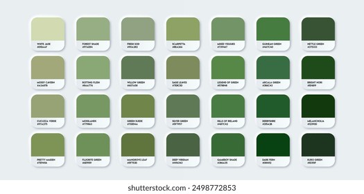 Green color palette. Green pastel tone texture. Vector illustration