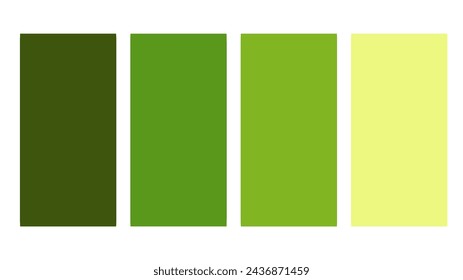 Green color palette. Set of bright color palette combination in rgb hex. Color palette for ui ux design. Abstract vector illustration for your graphic design, banner, poster or landing page 